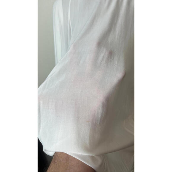 JONNY COTA OVERSIZED WHITE SHEER BUTTON UP OPERA BLOUSE SHIRT - Picture 8 of 9